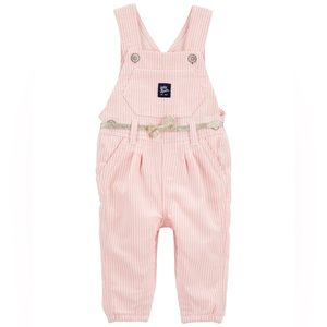 OSH KOSH B’gosh Baby stretchy hickory stripe overalls in pink NWT (never worn)